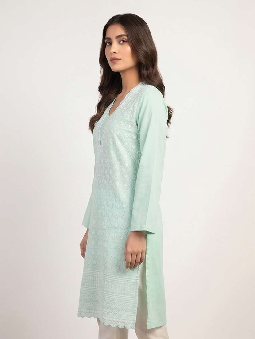 Women Embroidered Long Sleeves Straight Kurta - 22394174 -  Standard Image - 2