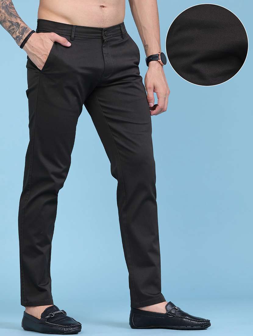 Men Solid Mid Rise Chinos Casual Trouser - 22394619 -  Standard Image - 2