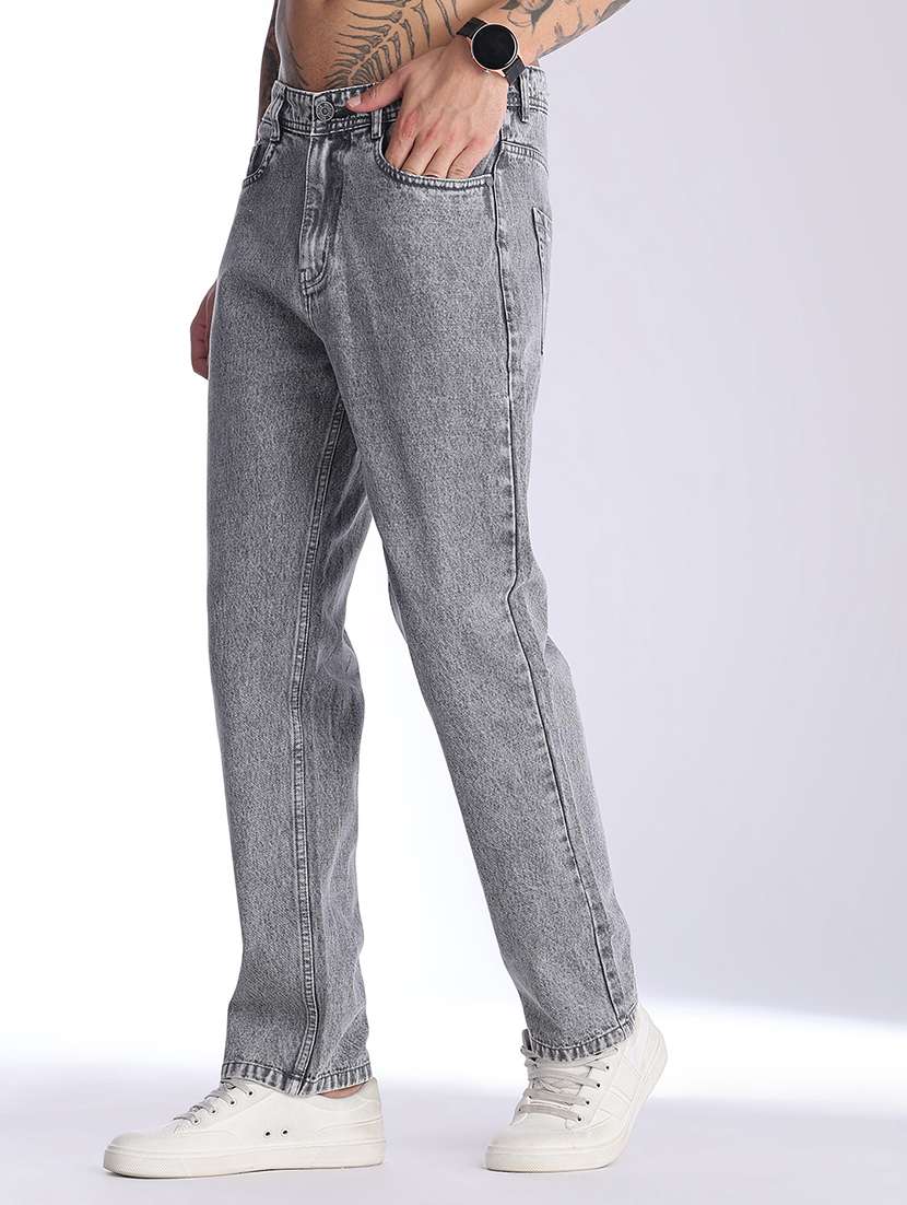 men plain mid rise full length straight jeans - 22394628 -  Standard Image - 2
