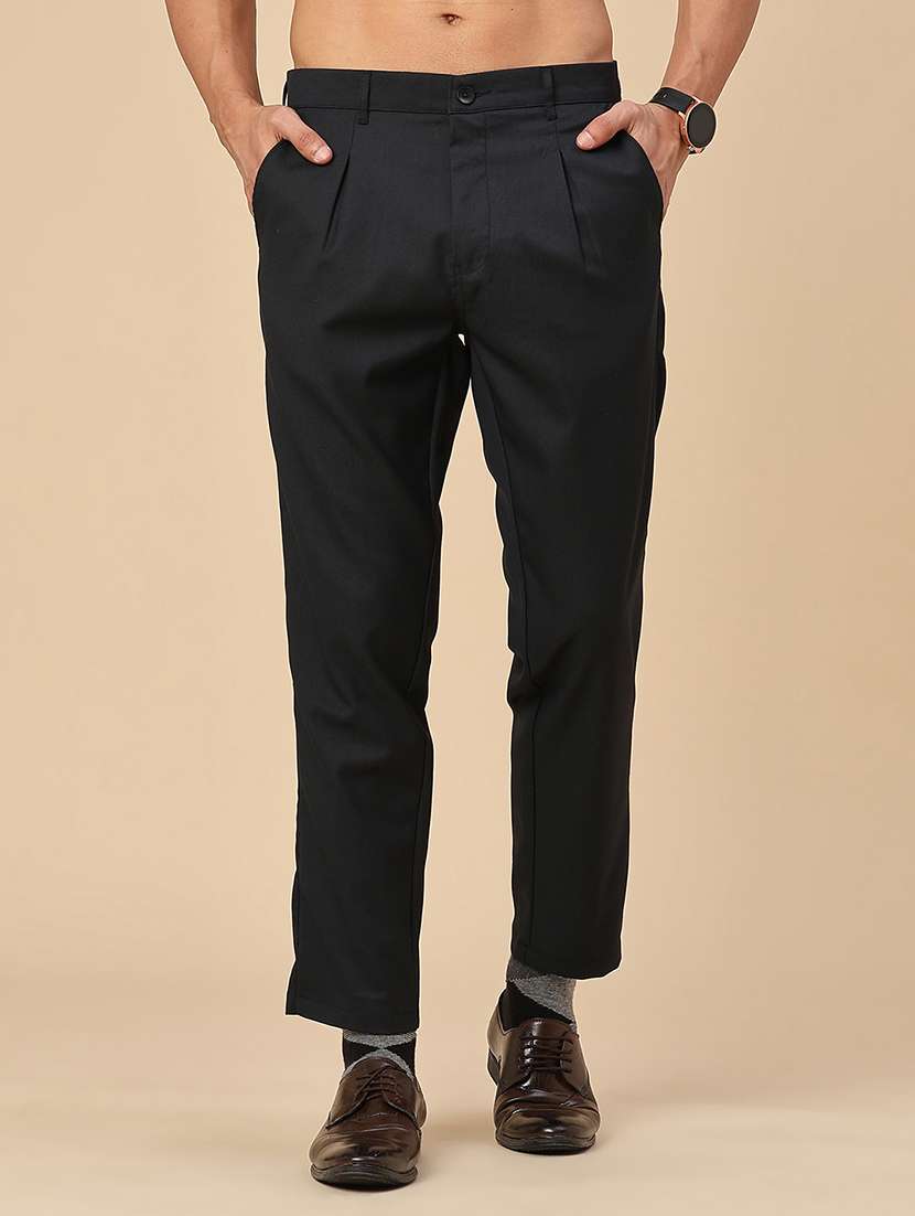 men solid mid rise regular fit formal trouser - 22394629 -  Standard Image - 2
