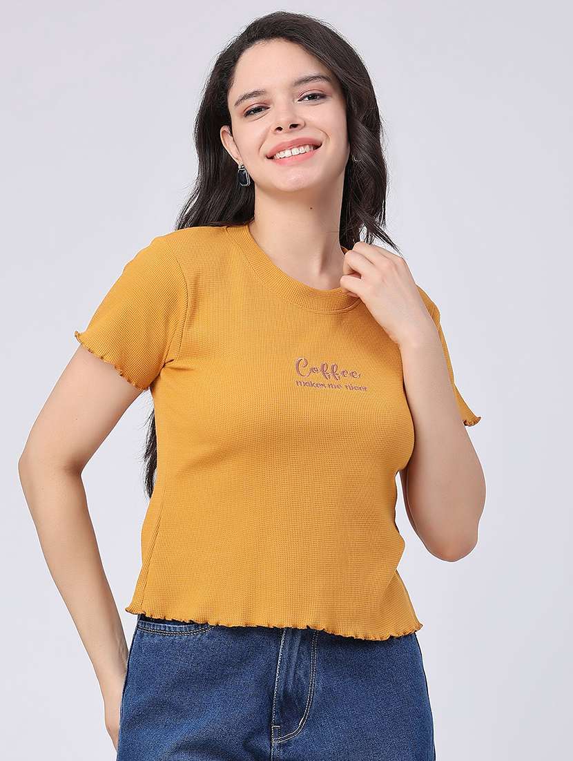 women embroidered round neck regular t-shirt - 22394700 -  Standard Image - 2