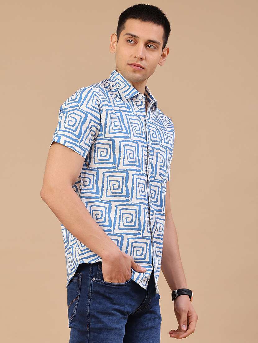 men printed short sleeve regular fit casual shirt - 22394768 -  Standard Image - 2
