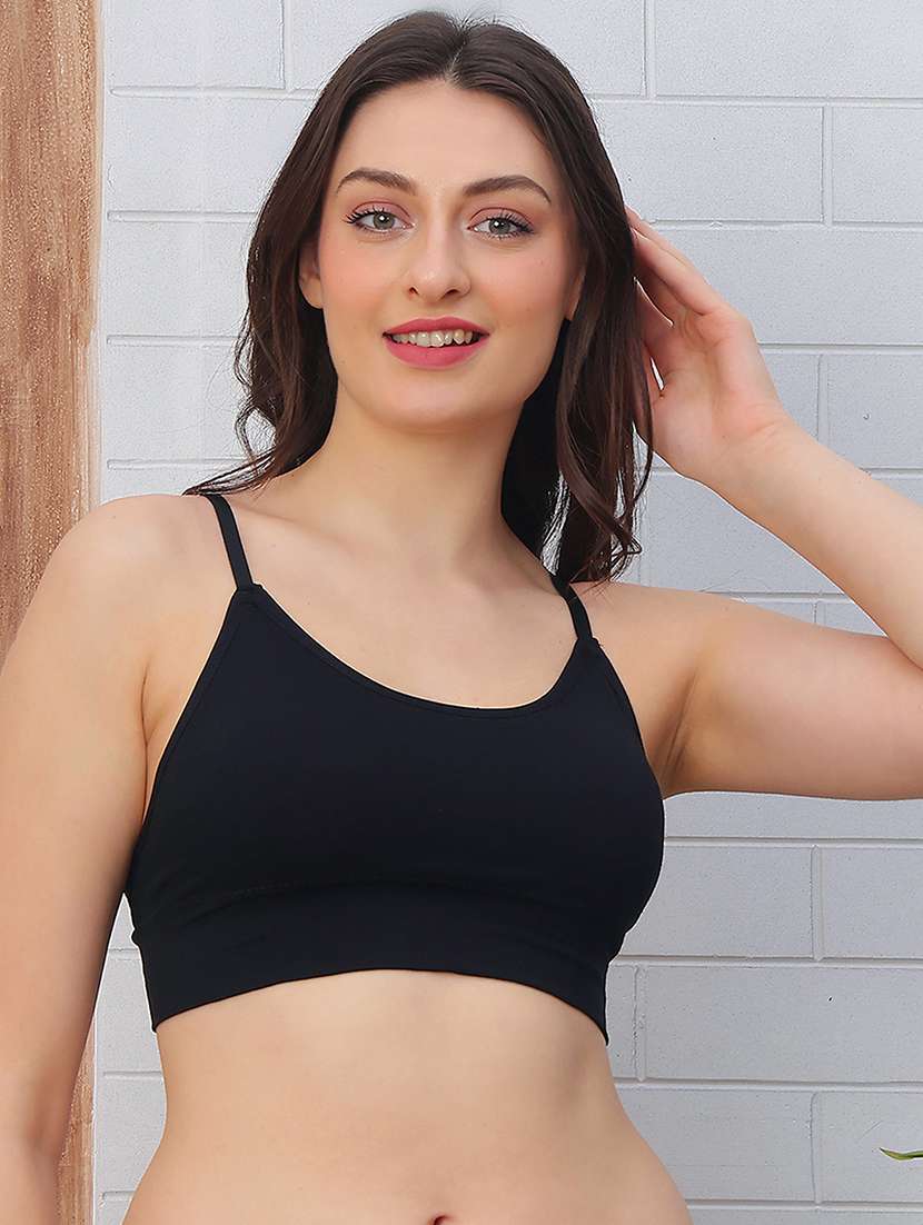 women solid non wired sports bra