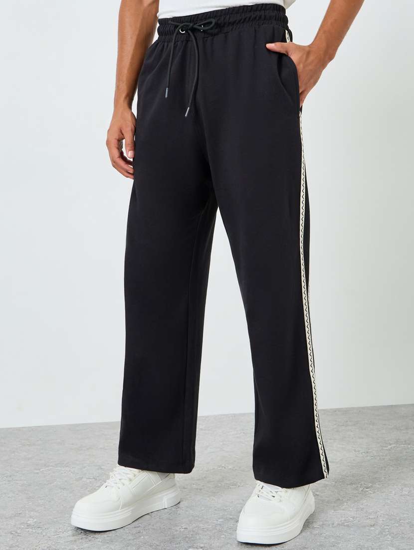 men side striped relaxed fit full length track pant