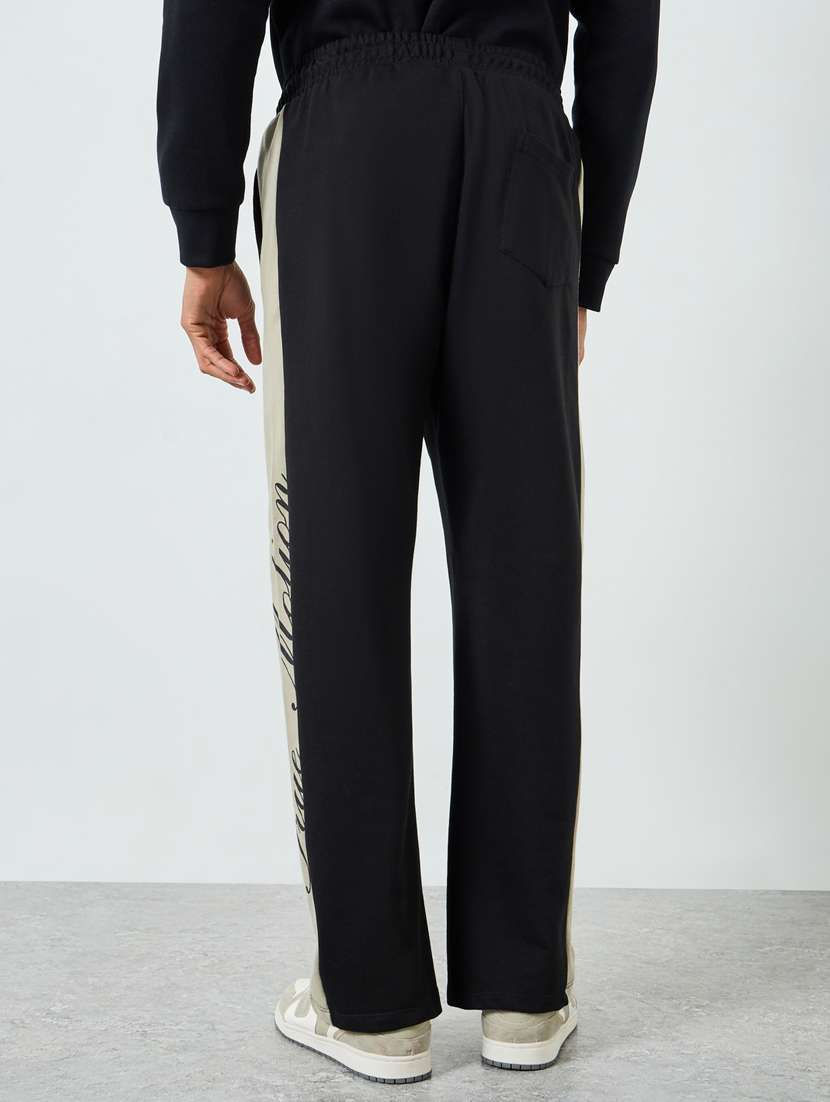 men typographic mid rise full length track pant - 22394924 -  Standard Image - 2