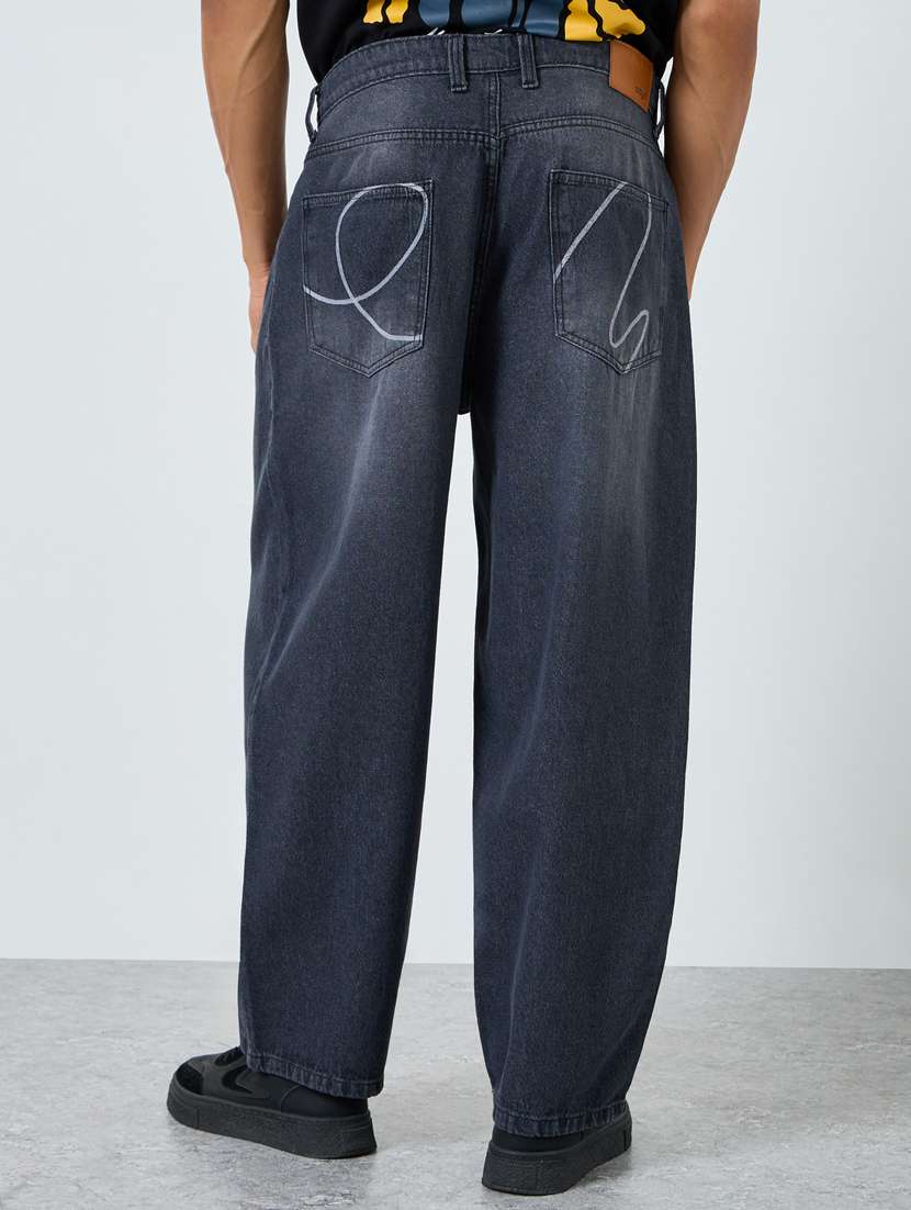 men washed mid rise full length baggy jeans - 22394938 -  Standard Image - 2