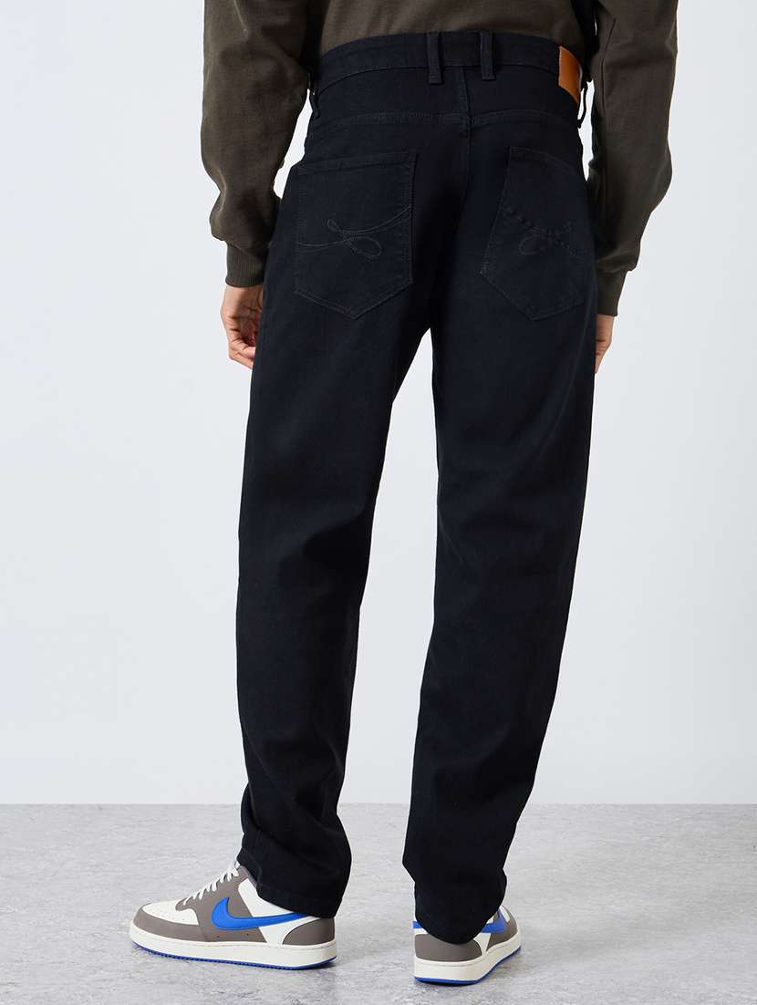 men plain mid rise full length straight jeans - 22394944 -  Standard Image - 2