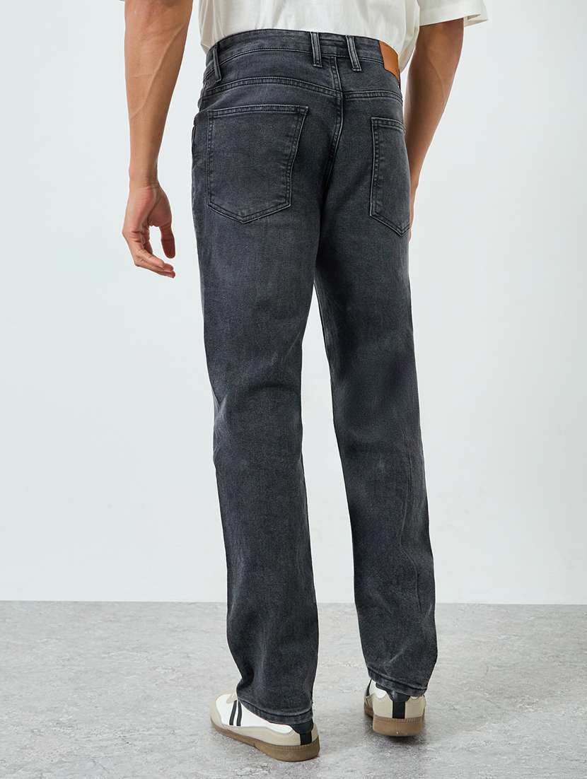 men plain mid rise full length straight jeans - 22394965 -  Standard Image - 2