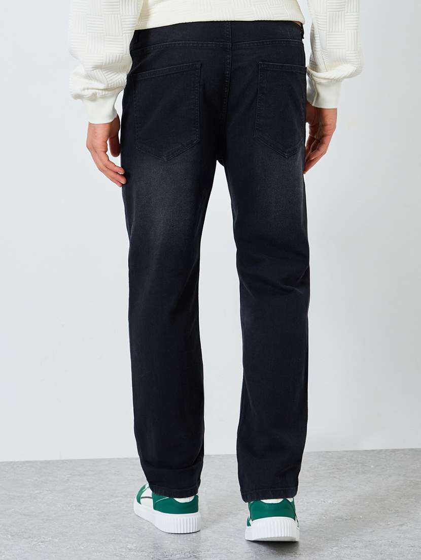 men plain mid rise full length relaxed fit jeans - 22394979 -  Standard Image - 2