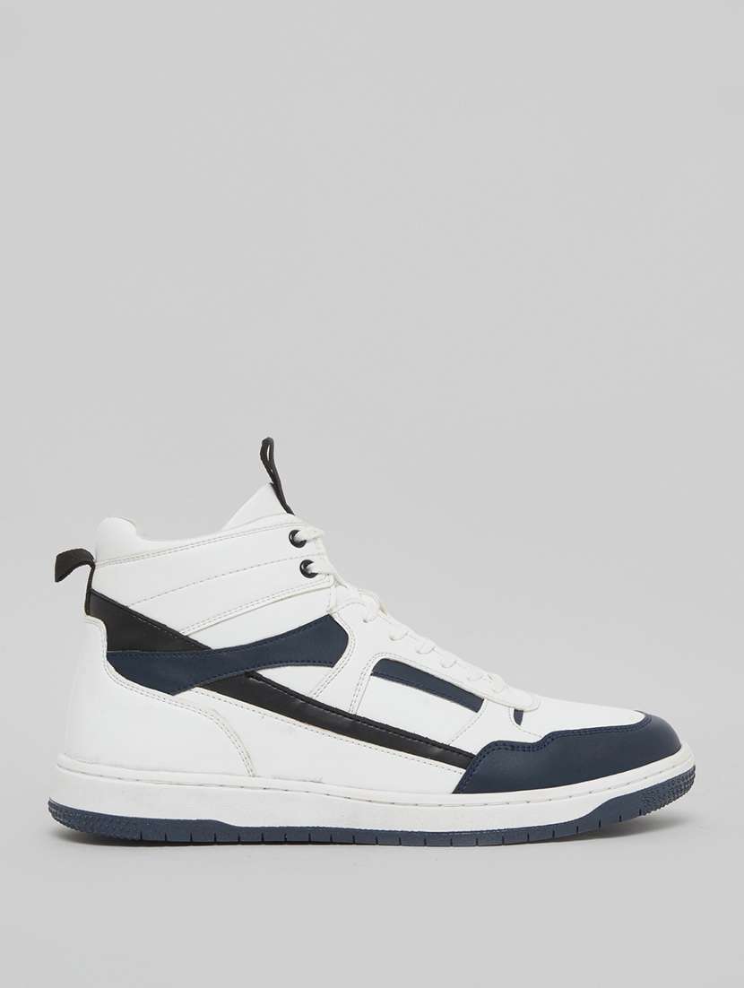 men colourblocked lace up casual shoes
