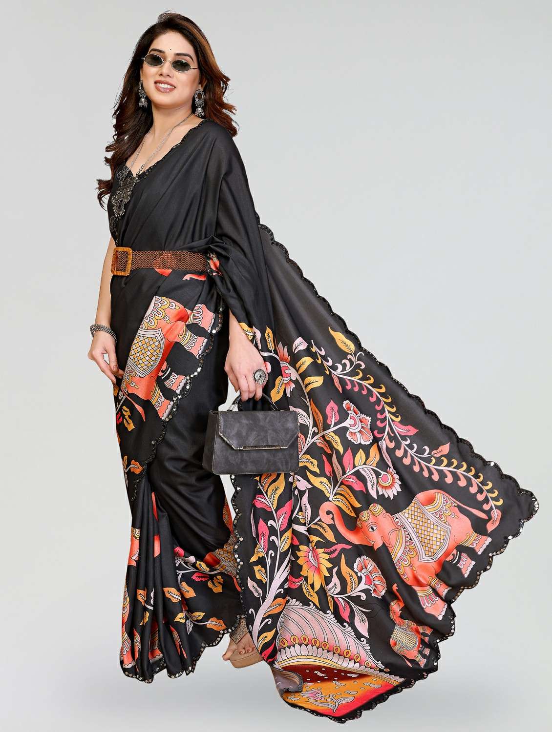 women kalamkari printed saree with blouse - 22395051 -  Standard Image - 2