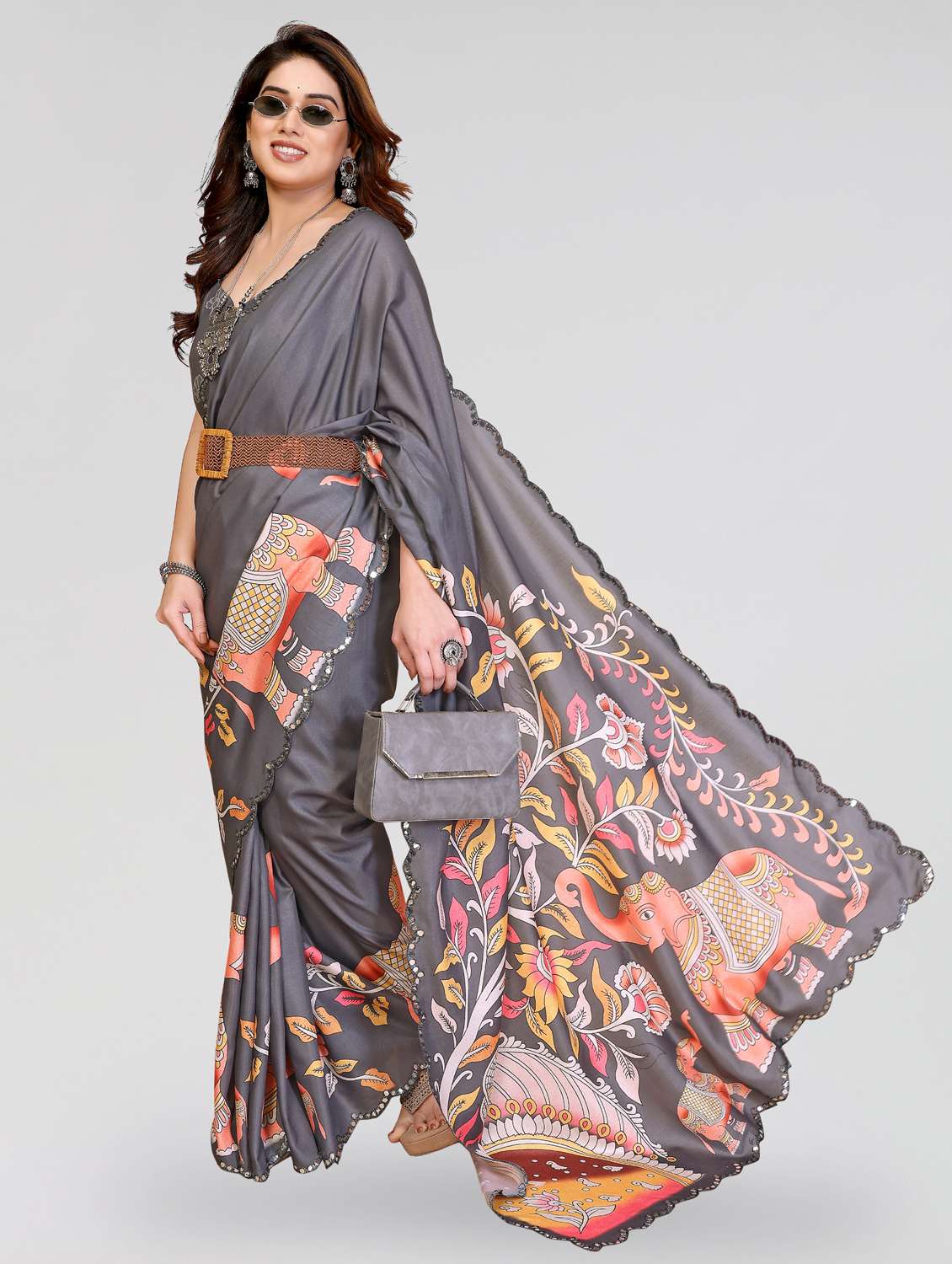 women kalamkari printed saree with blouse - 22395056 -  Standard Image - 2