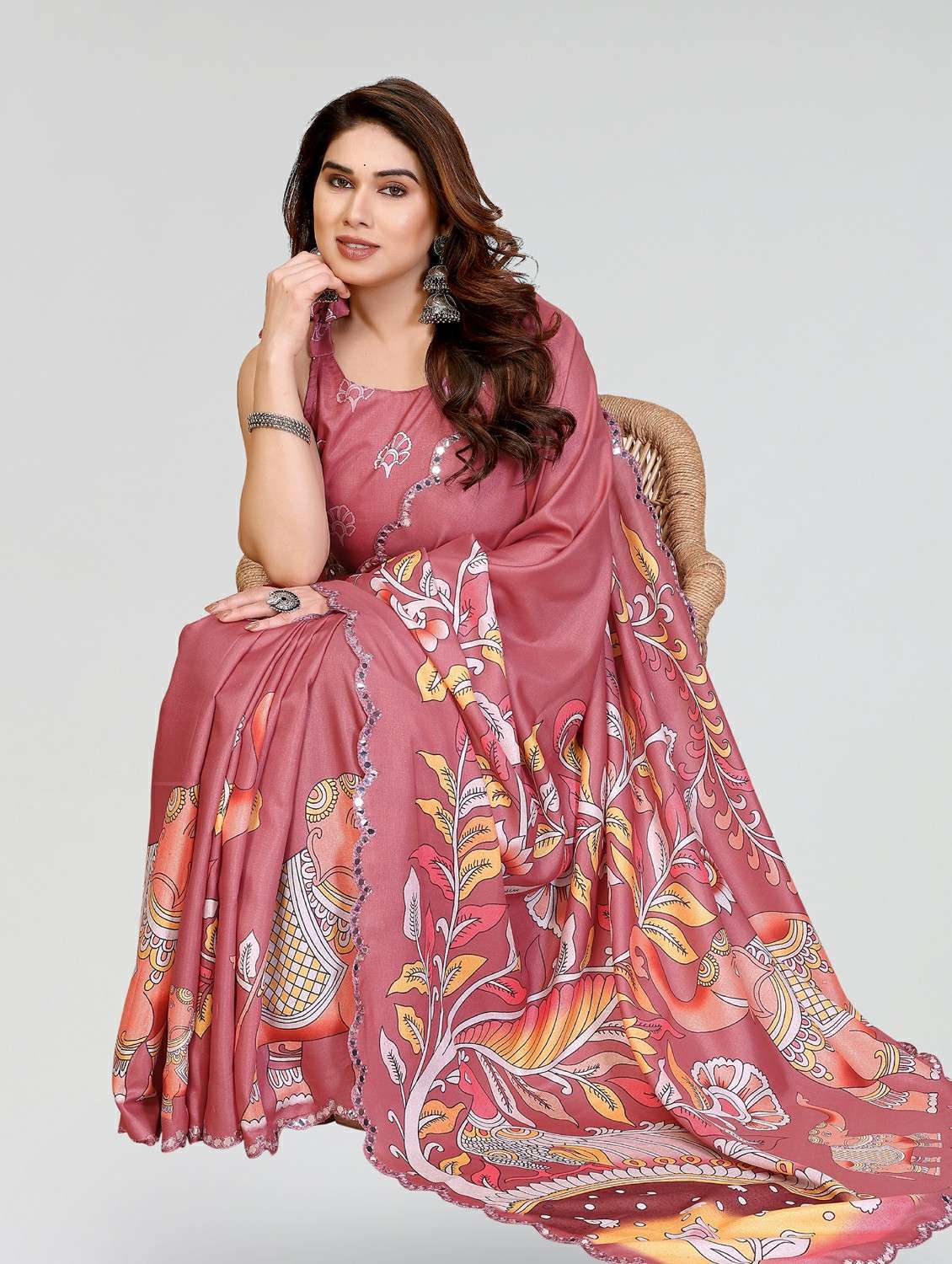 women kalamkari printed saree with blouse - 22395057 -  Standard Image - 2