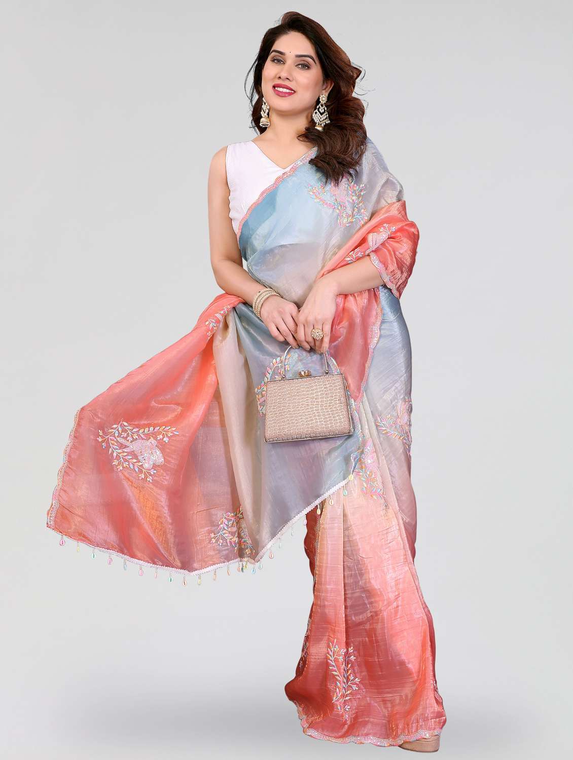 women ombre embroidered saree with blouse - 22395067 -  Standard Image - 2