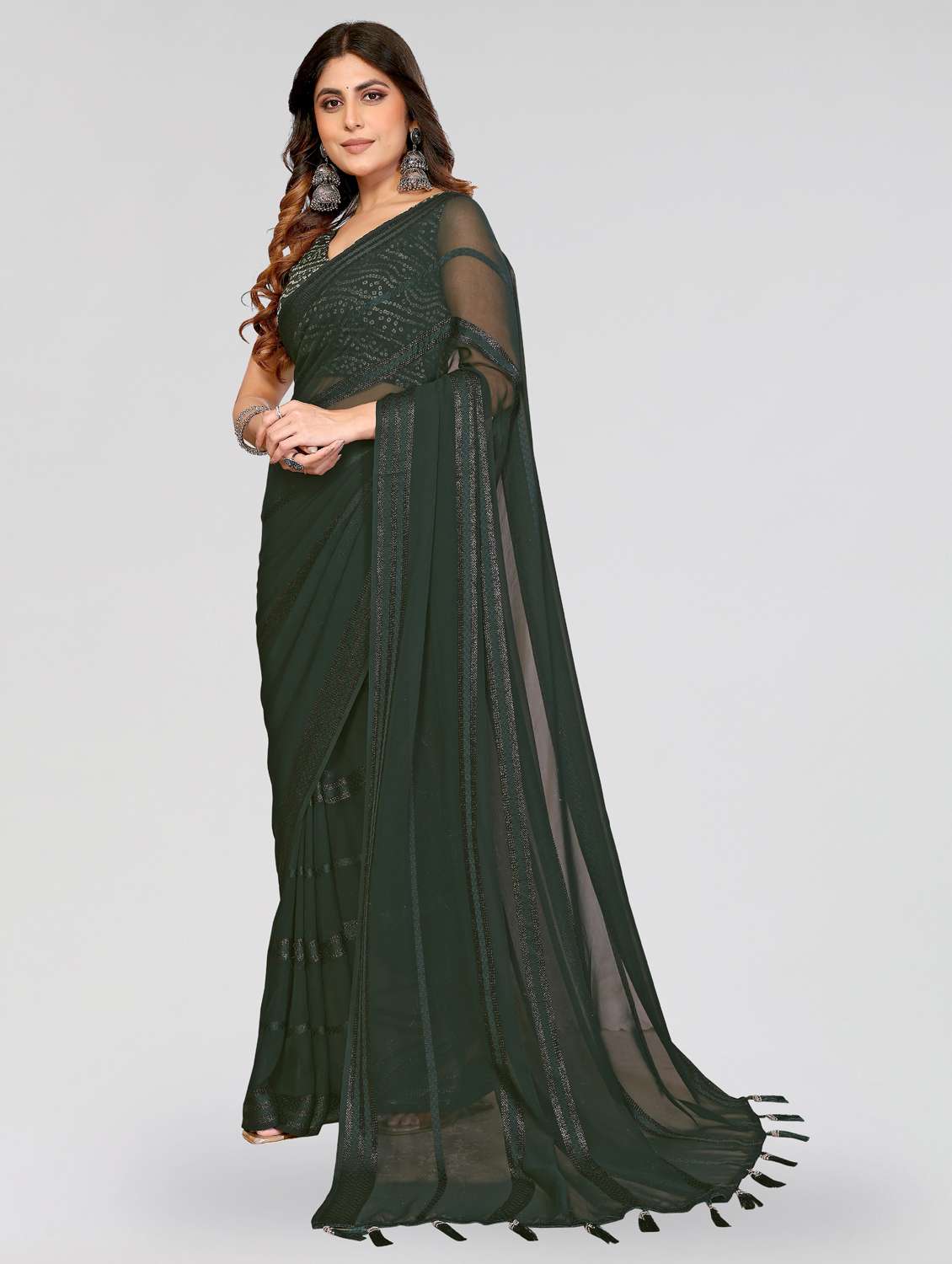 women self design plain saree with blouse - 22395071 -  Standard Image - 2