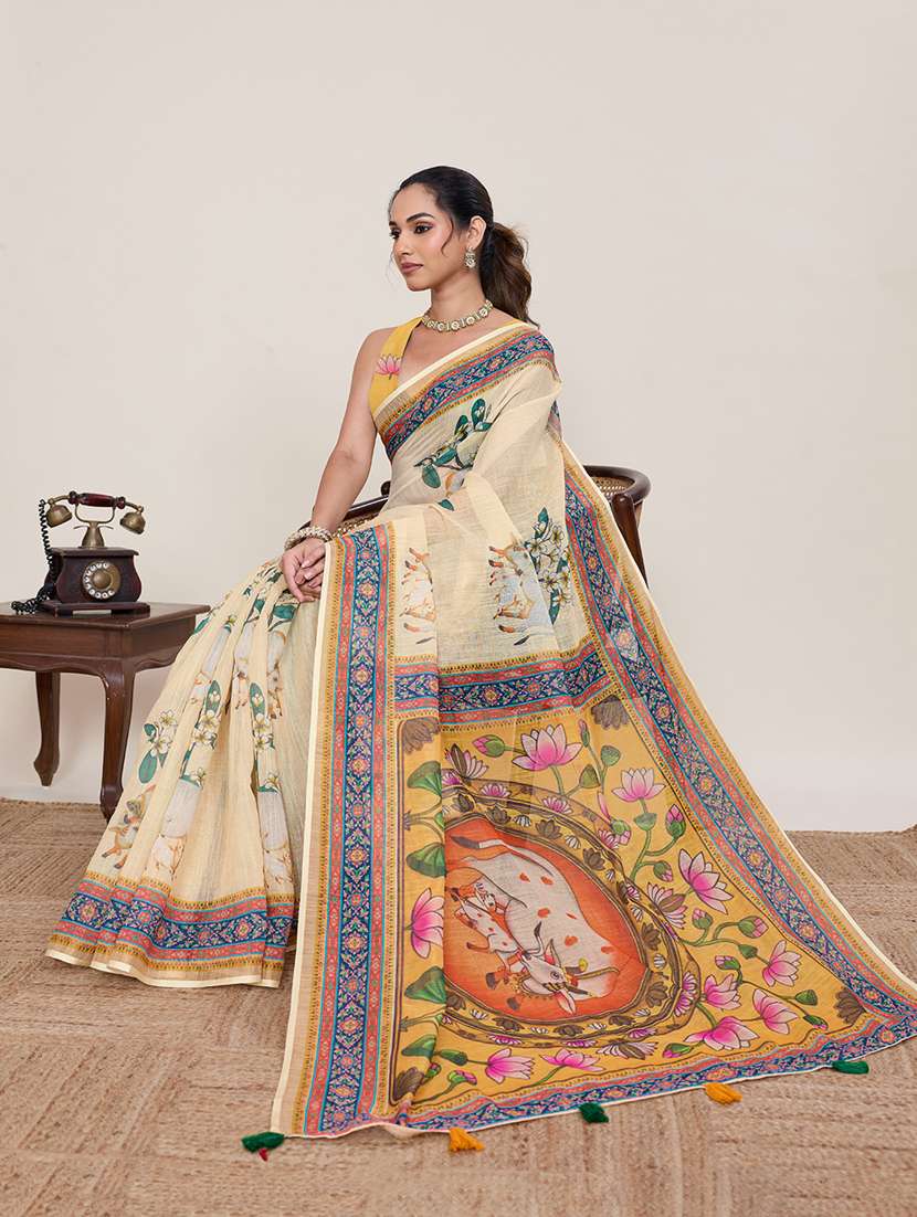 women printed casual wear saree with blouse - 22395077 -  Standard Image - 2