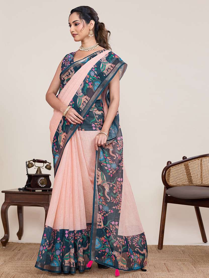 women printed casual wear saree with blouse - 22395080 -  Standard Image - 2
