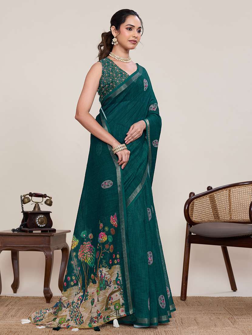 Women Printed Casual Wear Saree With Blouse - 22395086 -  Standard Image - 2