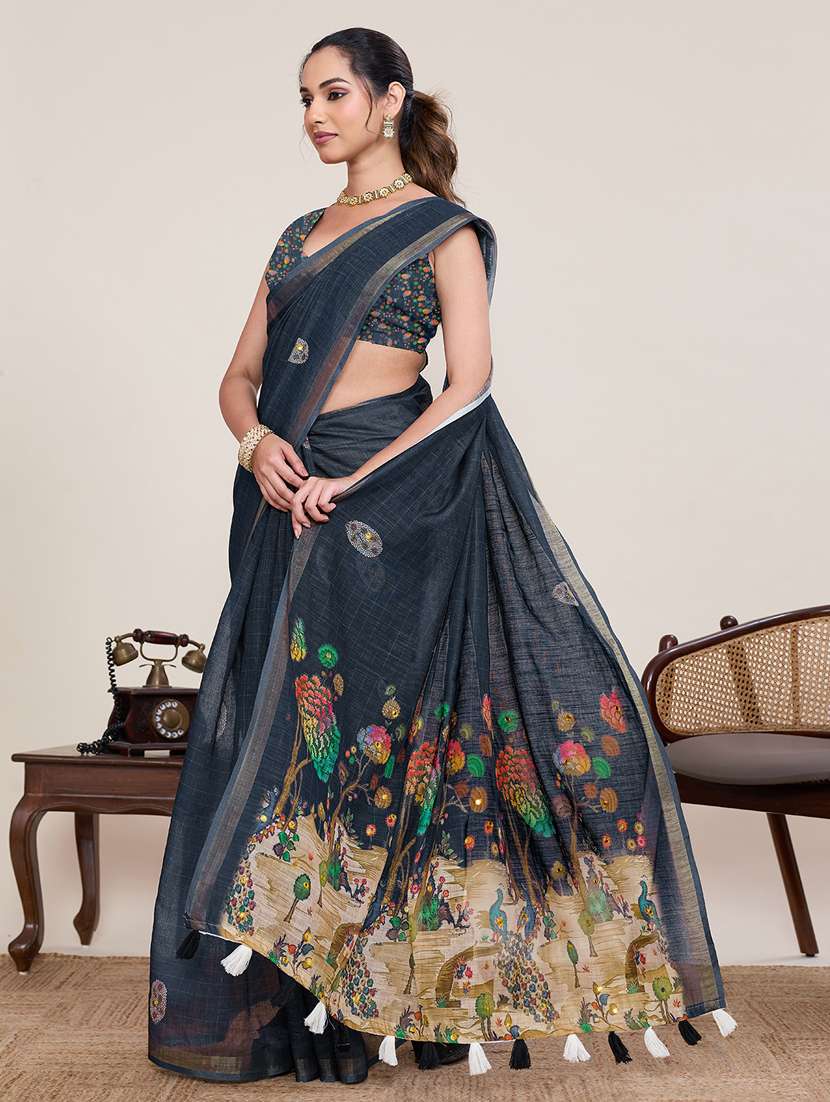 women printed casual wear saree with blouse - 22395087 -  Standard Image - 2