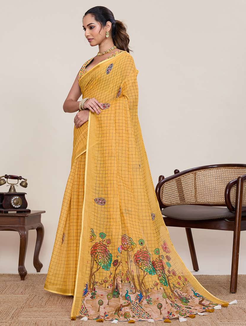 women printed casual wear saree with blouse - 22395091 -  Standard Image - 2