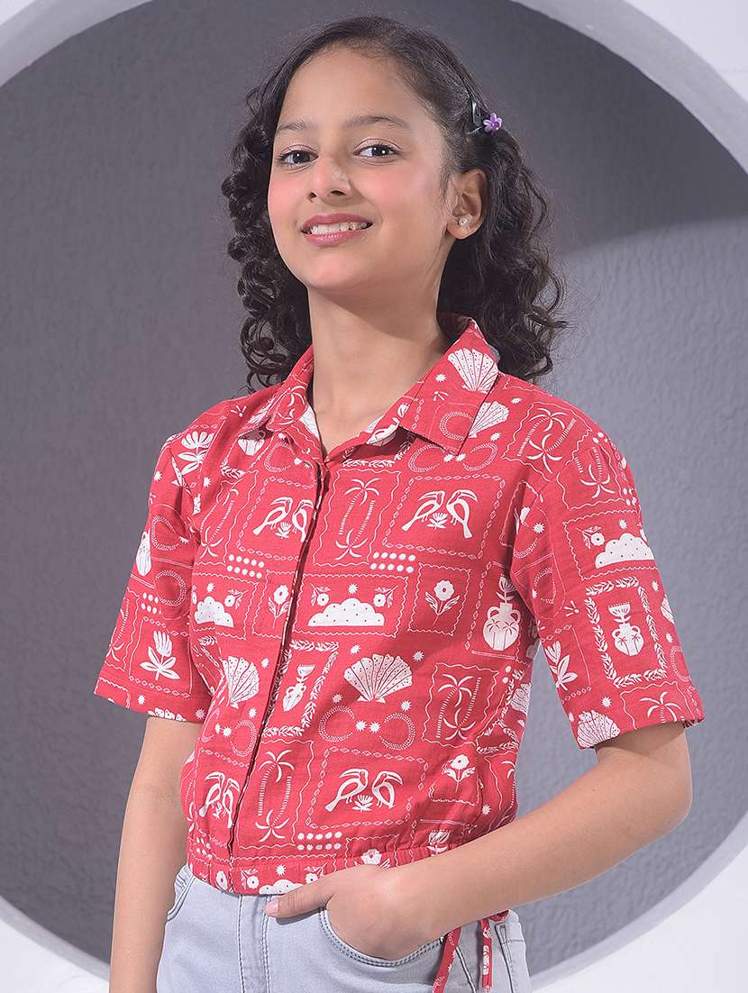 girls printed short sleeve shirt top