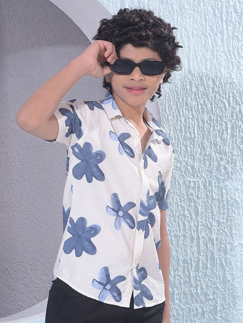 boys printed collared short sleeve shirt