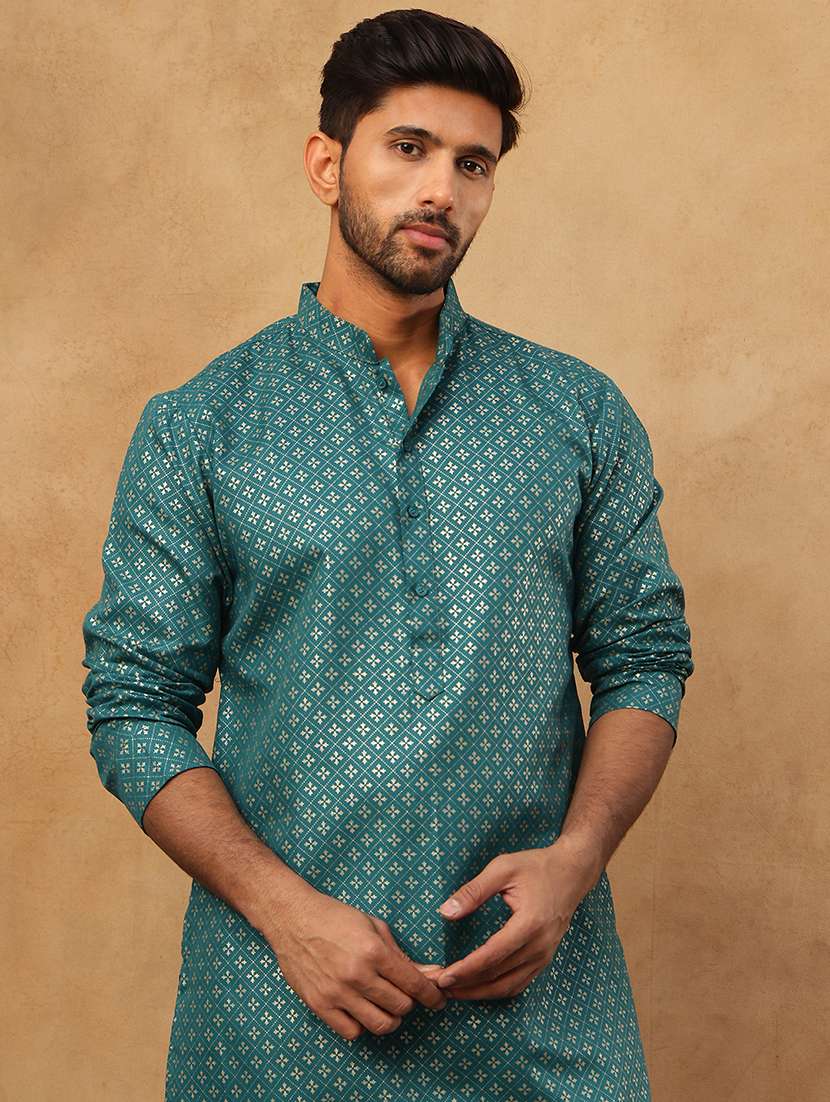 men printed mandarin neck long kurta - 22395531 -  Standard Image - 2