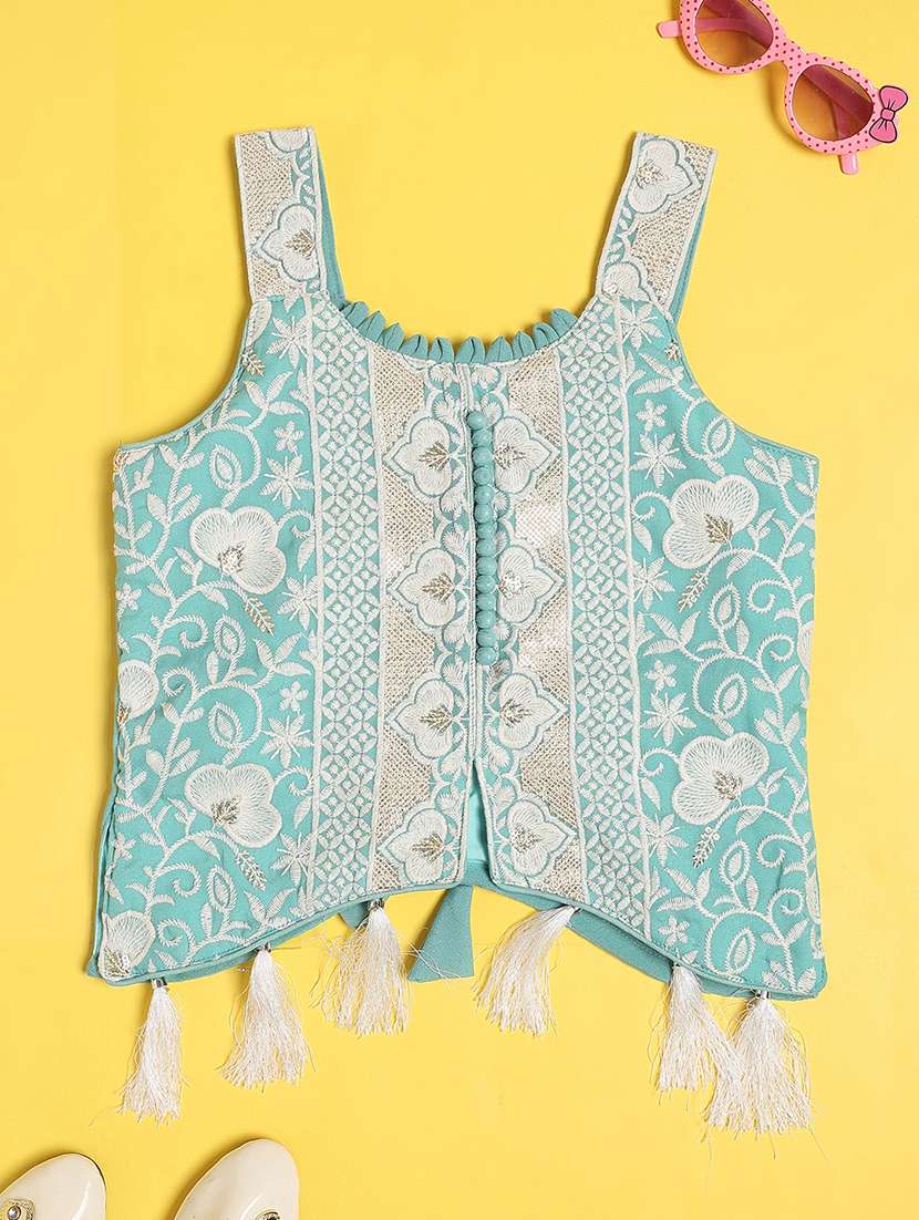 Girls Embroidered Sleeveless Kurta Palazzo Set - 22395723 -  Standard Image - 2