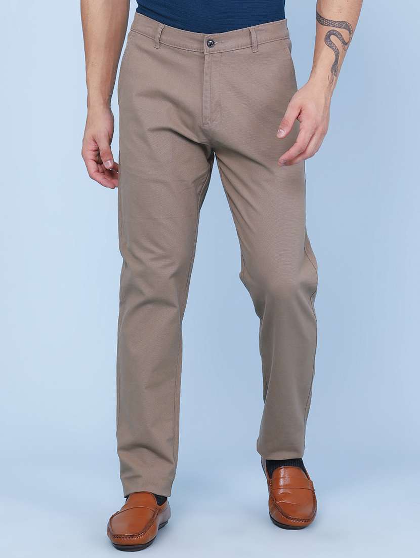 brown cotton chinos casual trousers