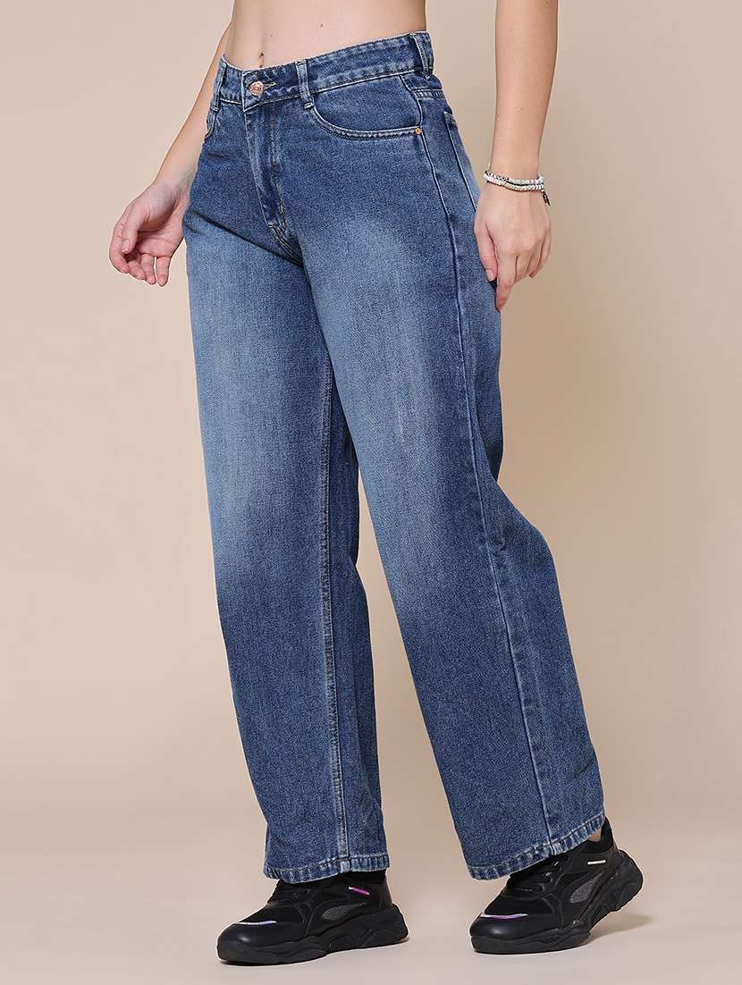women washed mid rise straight jeans - 22395898 -  Standard Image - 2