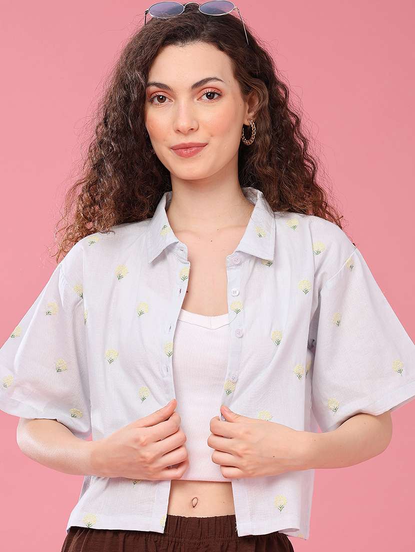 Women Embroidered Short Sleeves Regular Fit Shirt - 22395913 -  Standard Image - 2