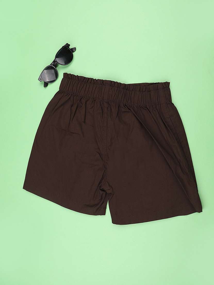 girls solid mid rise regular shorts - 22395954 -  Standard Image - 2