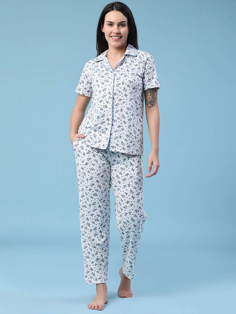 women printed short sleeves shirt and pyjama set - 22395979 -  Standard Image - 2