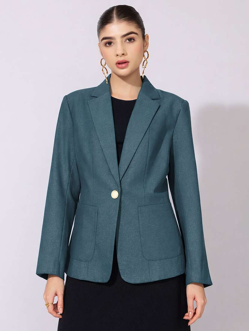 women solid long sleeve single breasted blazer - 22396066 -  Standard Image - 2