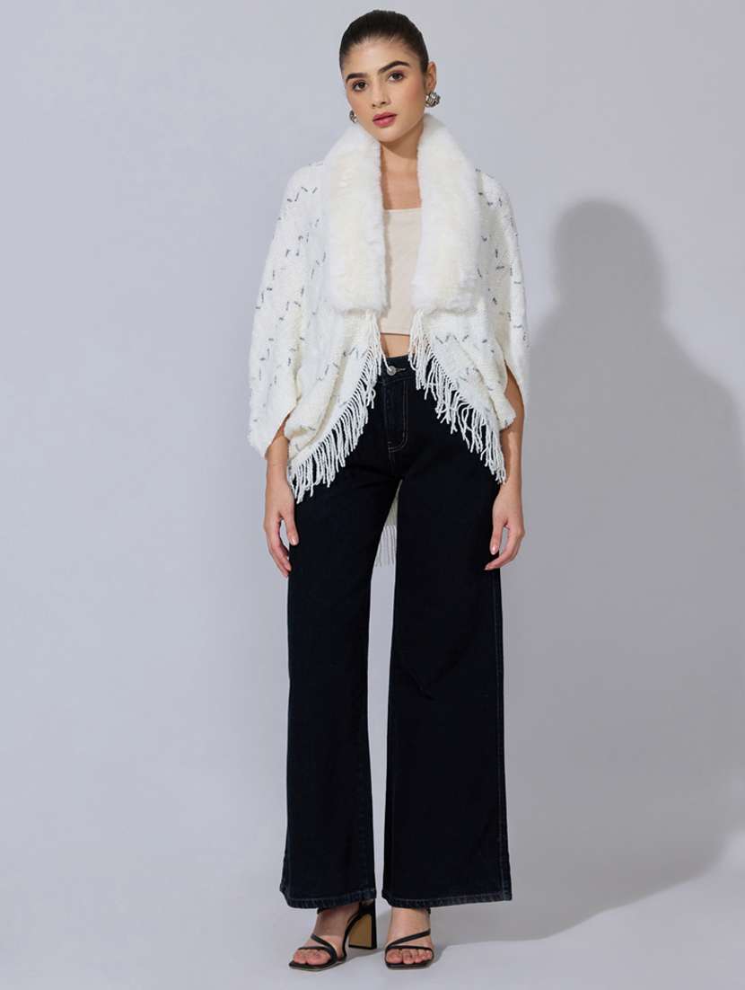 women self designed fur detailed shrug - 22396071 -  Standard Image - 2