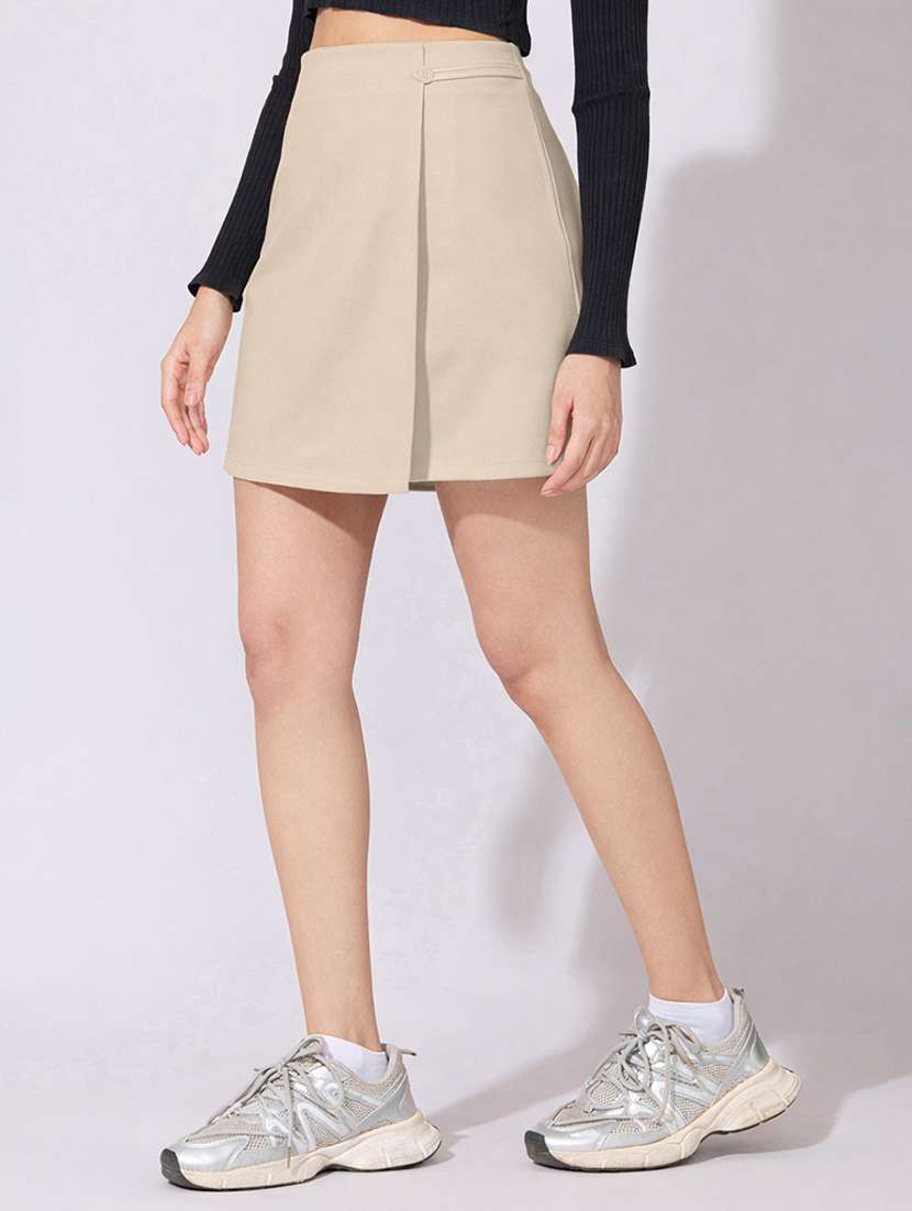 women solid high rise wrap skirt - 22396083 -  Standard Image - 2