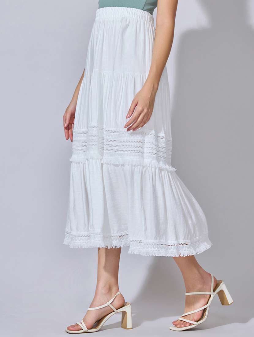 women solid high rise tiered skirt - 22396090 -  Standard Image - 2
