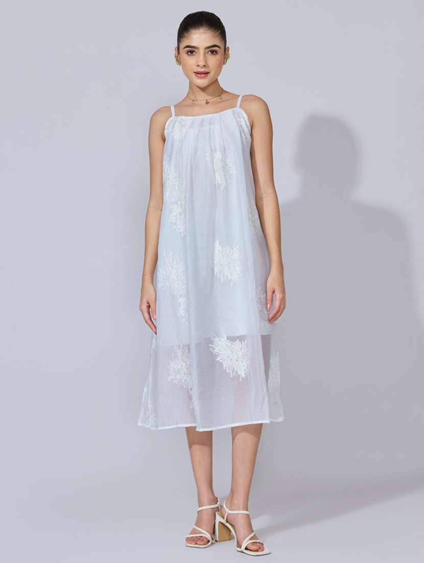 women embroidered shoulder strap a-line dress - 22396120 -  Standard Image - 2