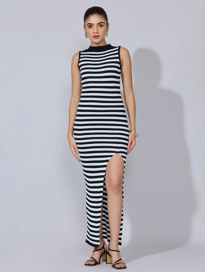 women striped sleeveless bodycon dress - 22396123 -  Standard Image - 2