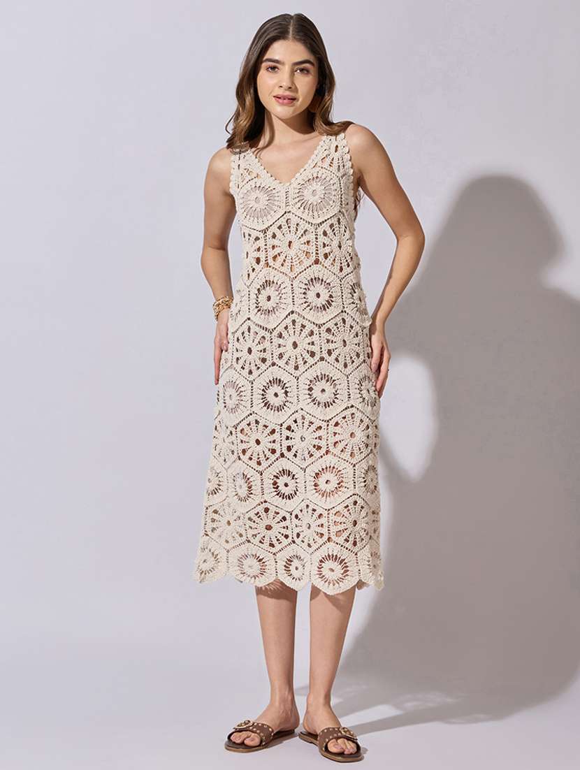 women self designed sleeveless a-line dress - 22396125 -  Standard Image - 2