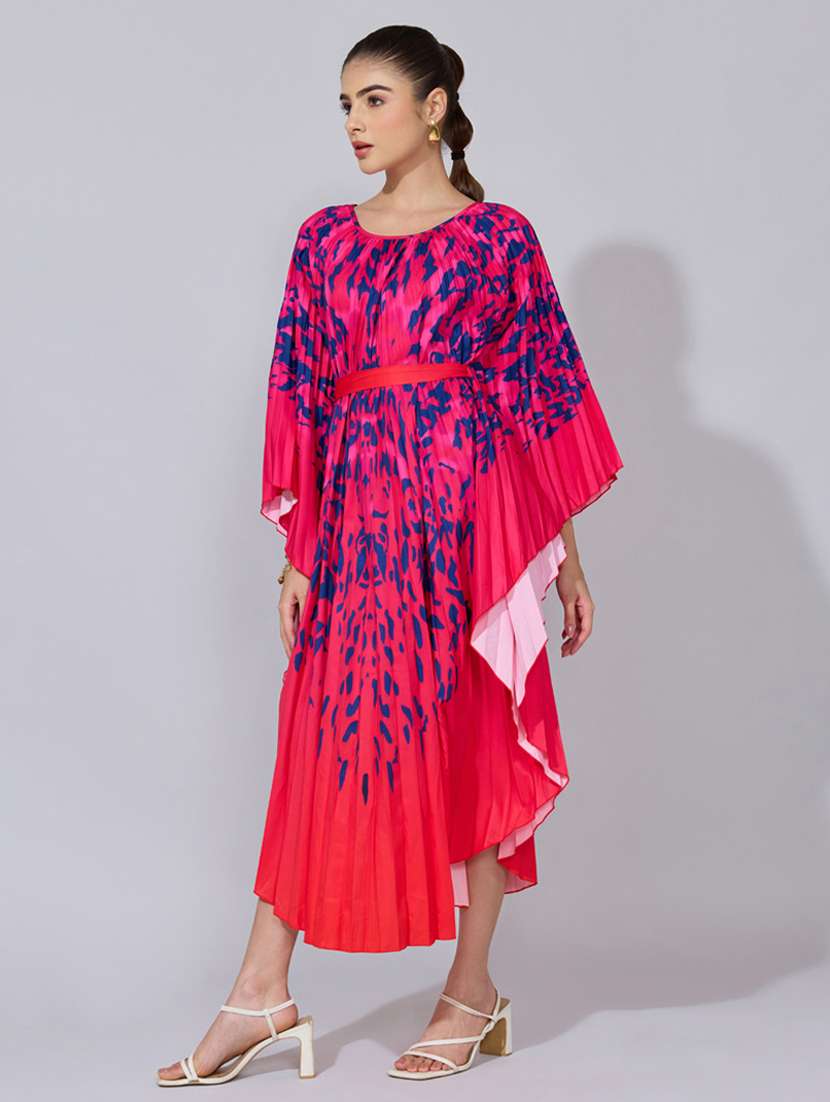 women printed kimono sleeve flared dress - 22396130 -  Standard Image - 2