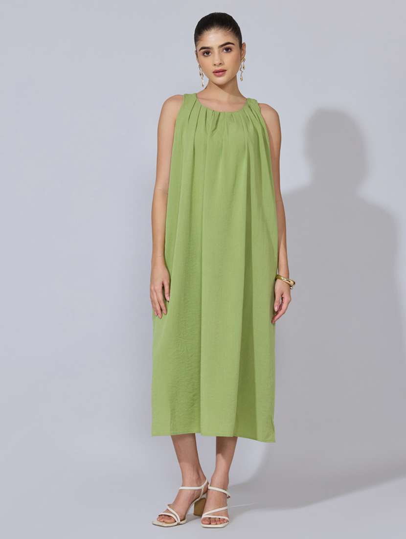 women solid halter neck a-line dress - 22396134 -  Standard Image - 2