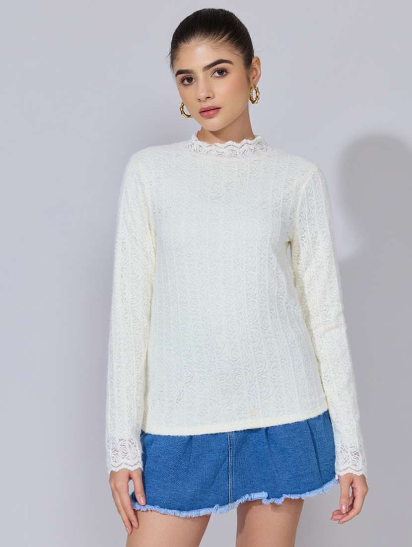 women self designed long sleeve lace top - 22396143 -  Standard Image - 2