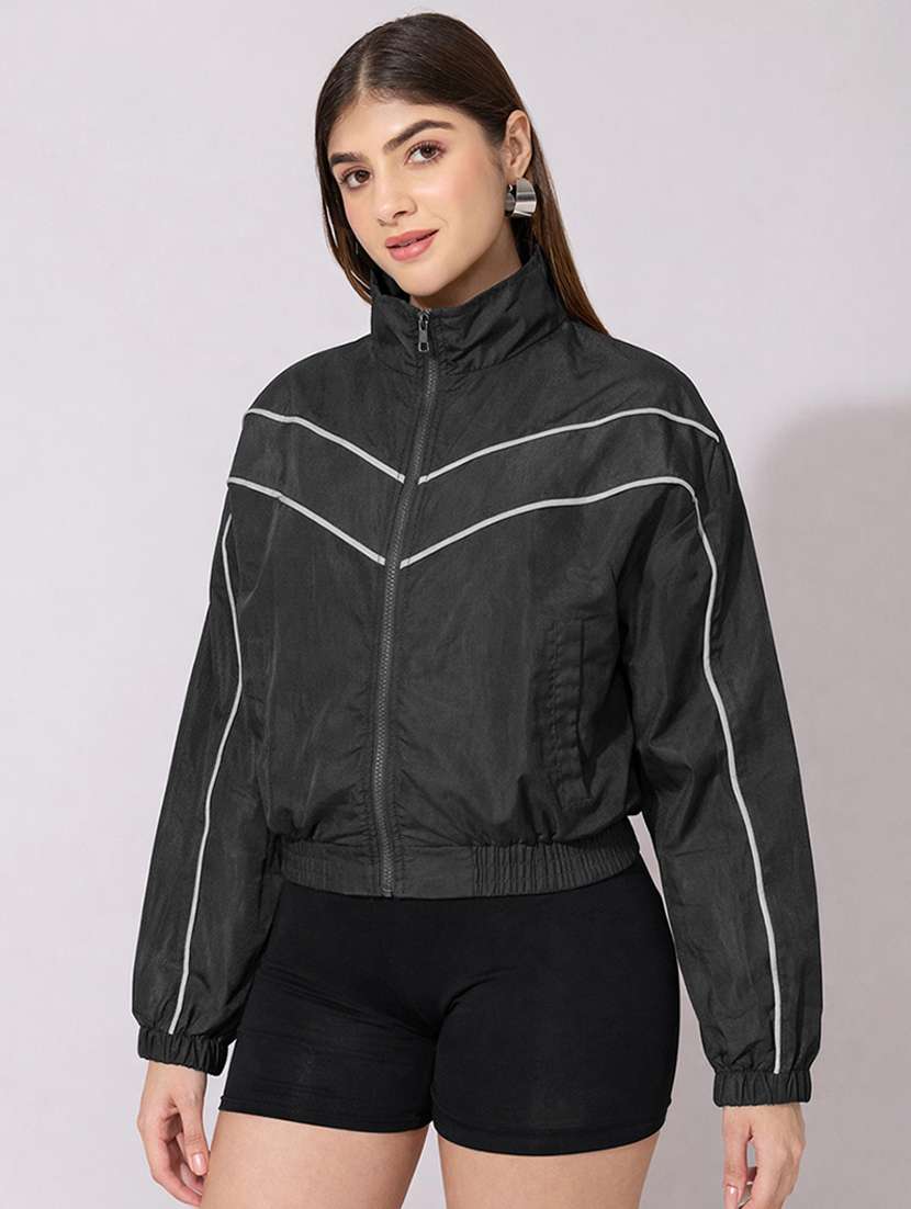 women solid long sleeve biker jacket - 22396168 -  Standard Image - 2