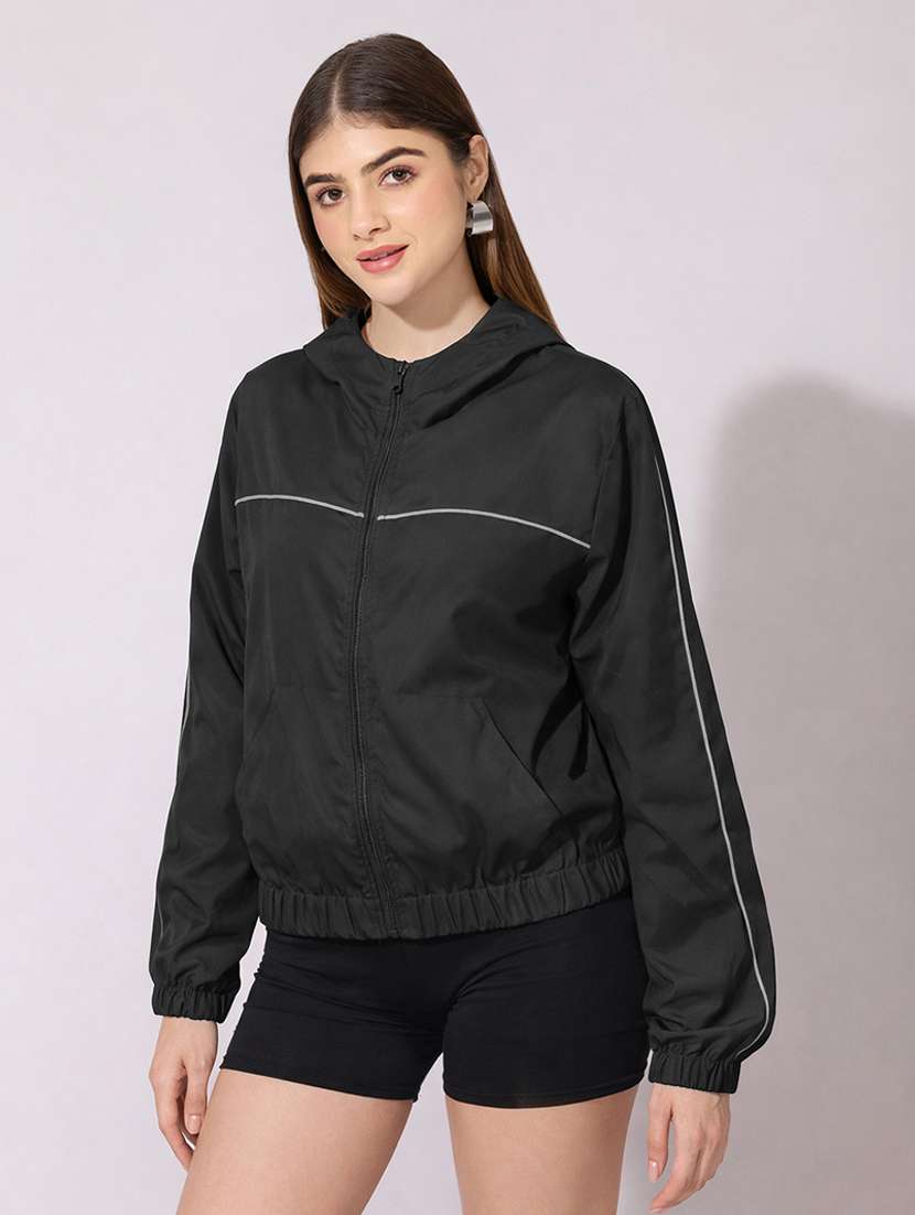 women solid long sleeve hooded jacket - 22396169 -  Standard Image - 2