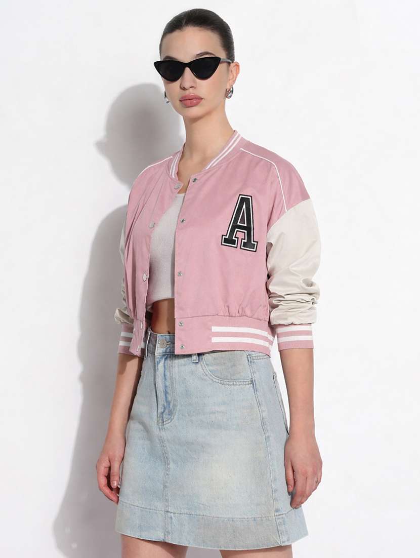 women color blocked long sleeve varsity jacket - 22396172 -  Standard Image - 2