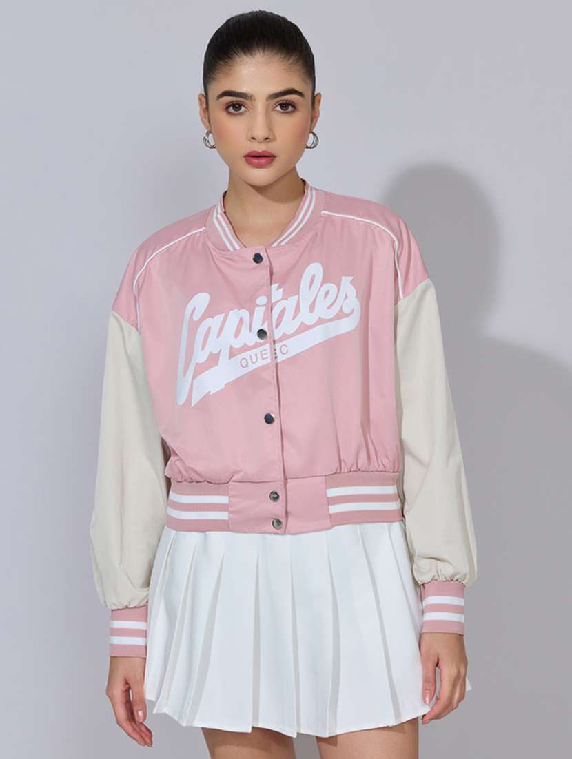 women color blocked long sleeve varsity jacket - 22396195 -  Standard Image - 2