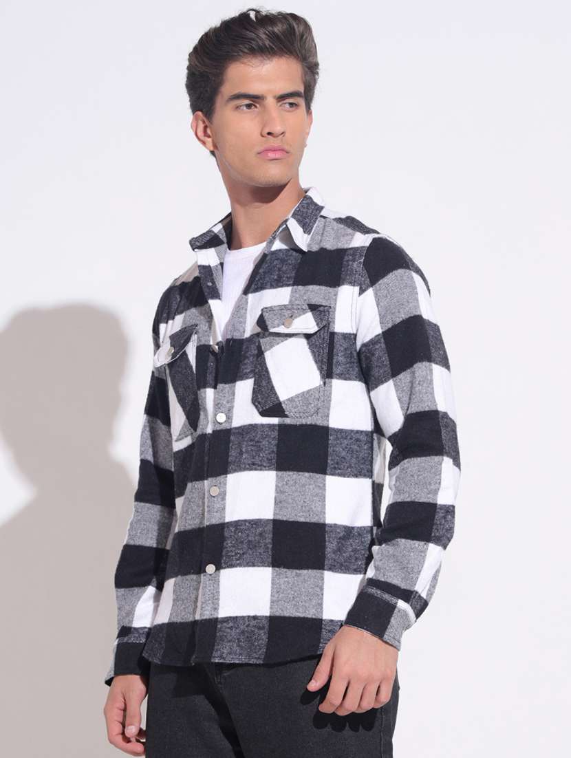 men checkered long sleeve regular fit shacket - 22396203 -  Standard Image - 2
