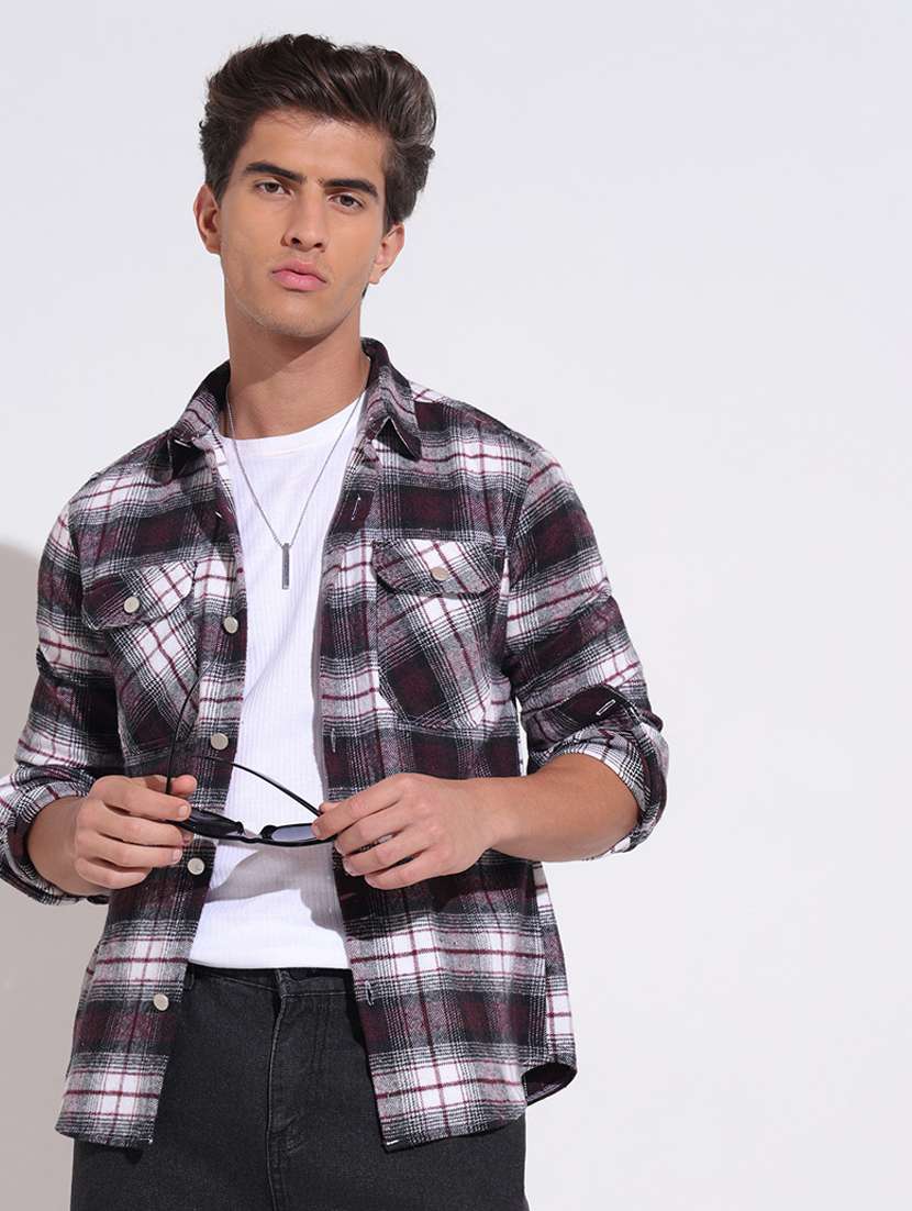 Men Checkered Long Sleeve Regular Fit Shacket - 22396204 -  Standard Image - 2