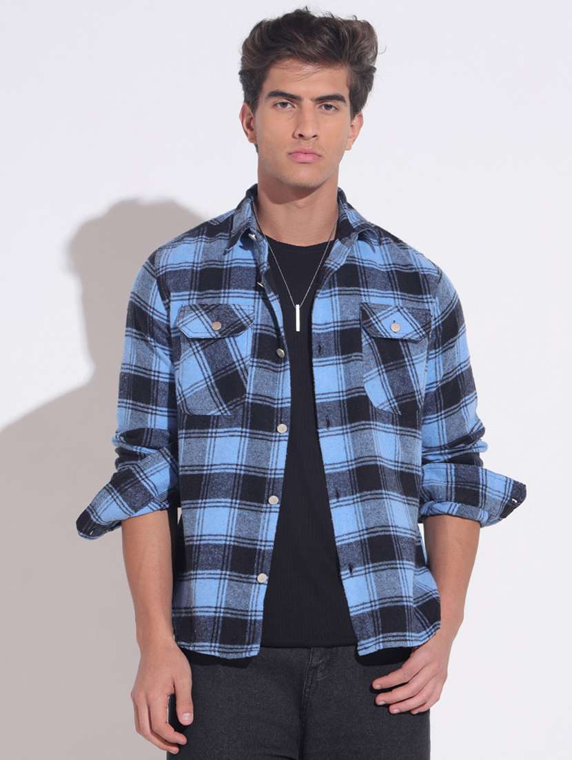 Men Checkered Long Sleeve Regular Fit Shacket - 22396205 -  Standard Image - 2